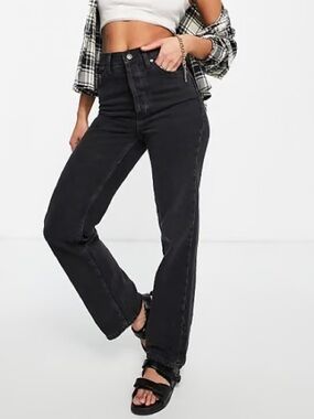 Topshop straight kort jeans in washed black NWT Tall 36” inseam